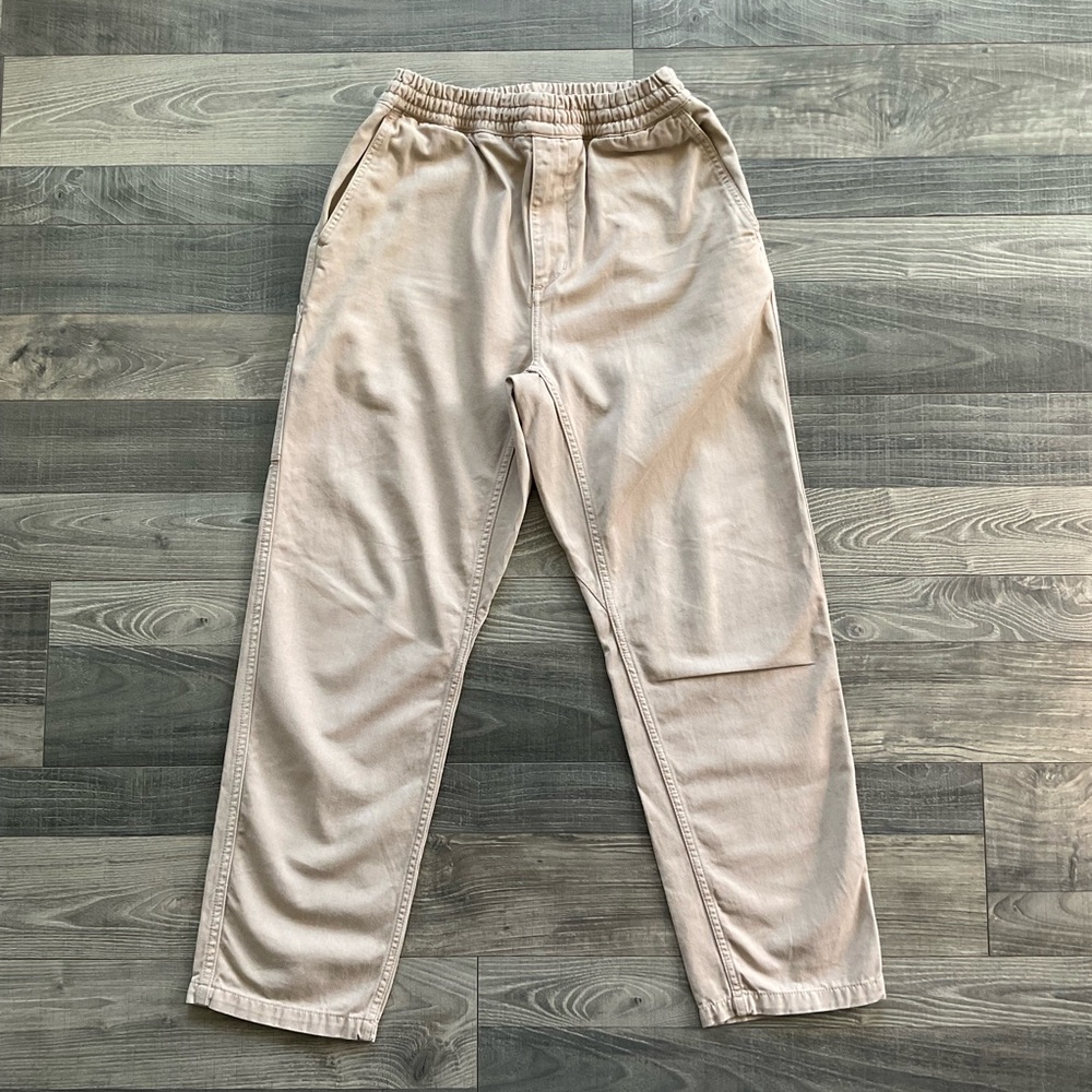 Carhartt WIP Flint Moraga Twill Pant Men’s SMALL Khaki Elastic Waist 1029919